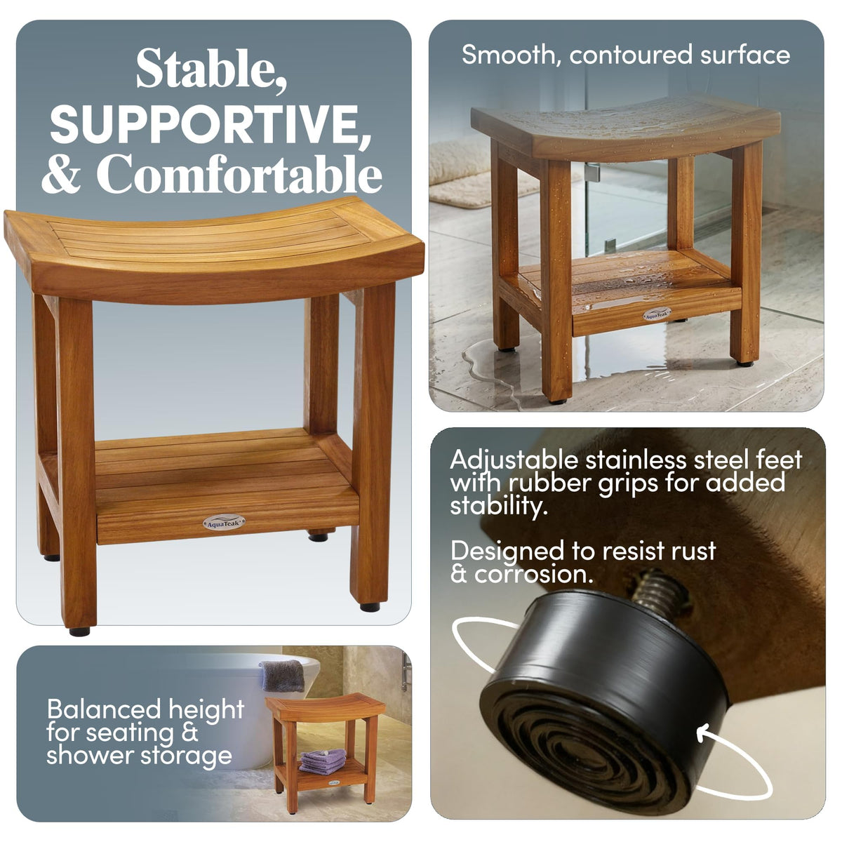 18" Teak Shower Bench Z43145