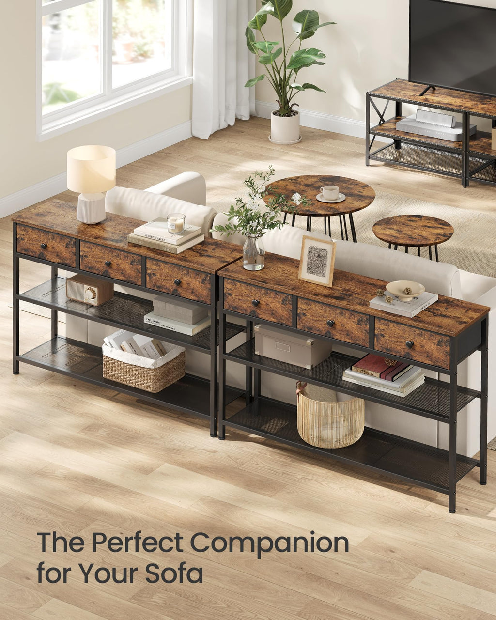 Console Table with 3 Fabric Drawers A924027
