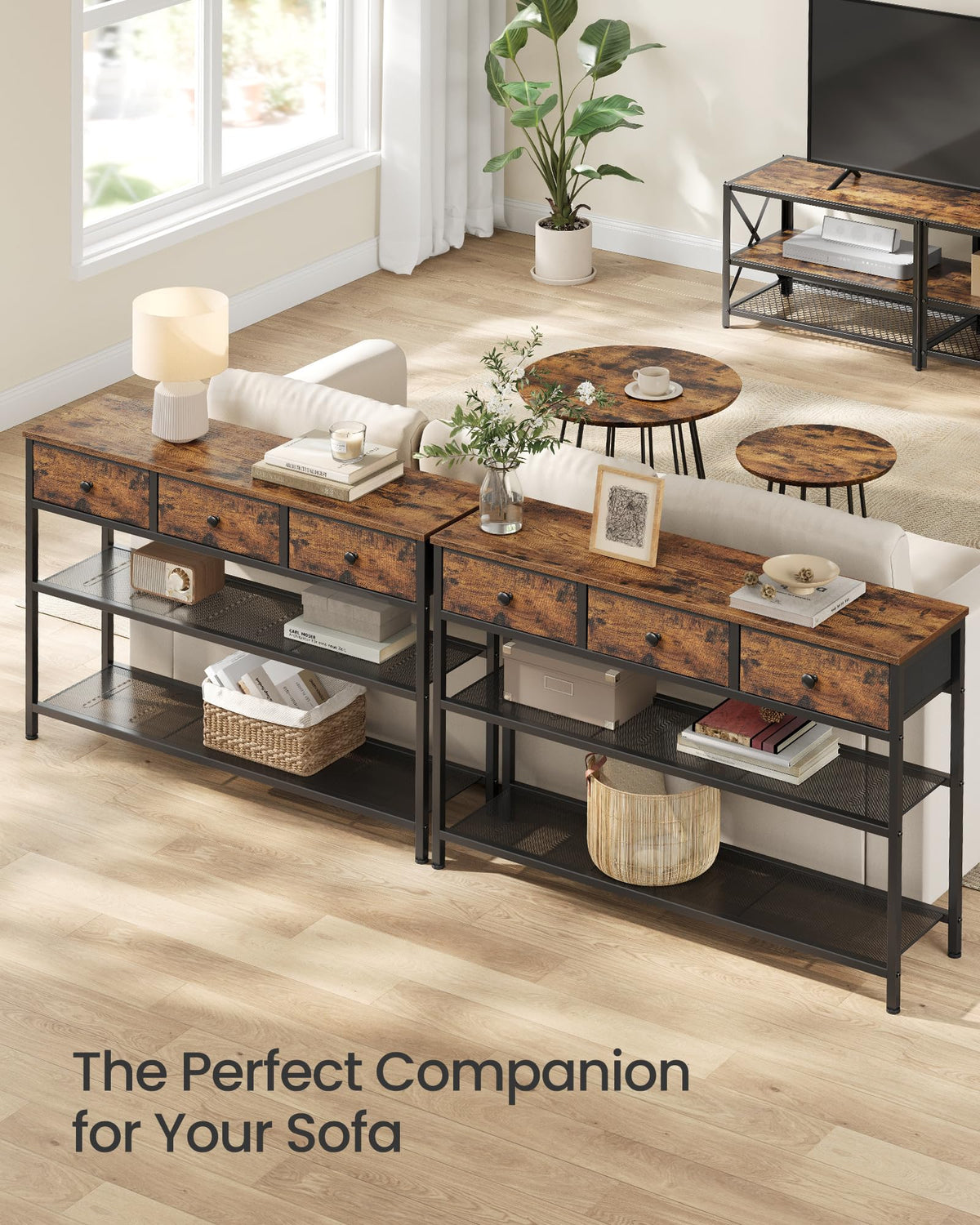 Console Table with 3 Fabric Drawers A924027