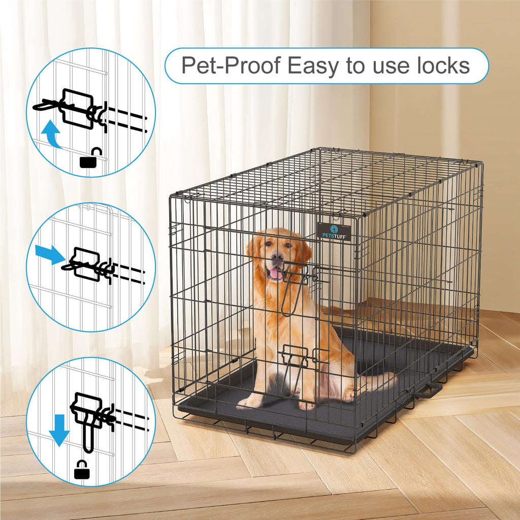 36” Large Heavy-Duty Foldable Dog Crate with Divider Panel B11163