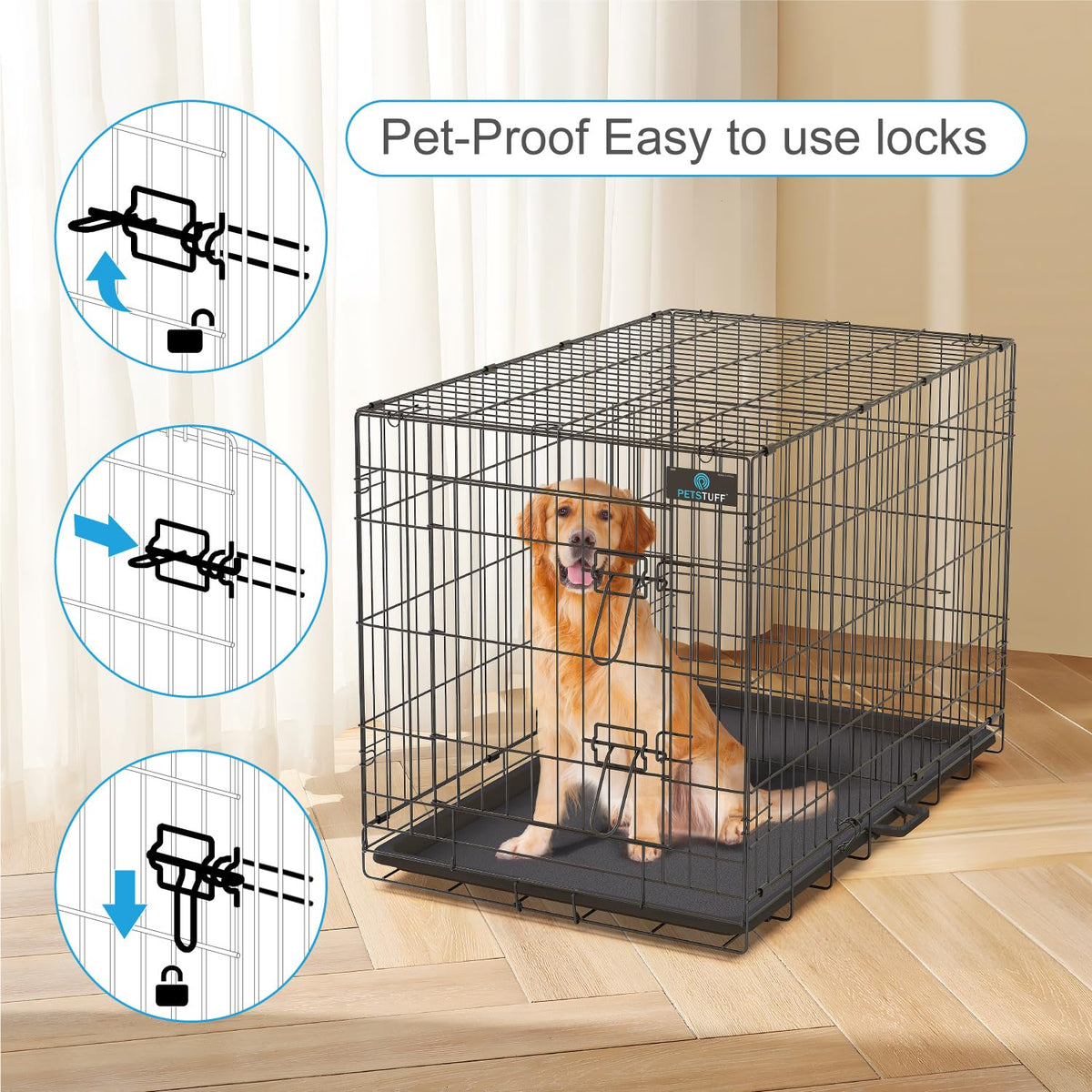 36” Large Heavy-Duty Foldable Dog Crate with Divider Panel B11163