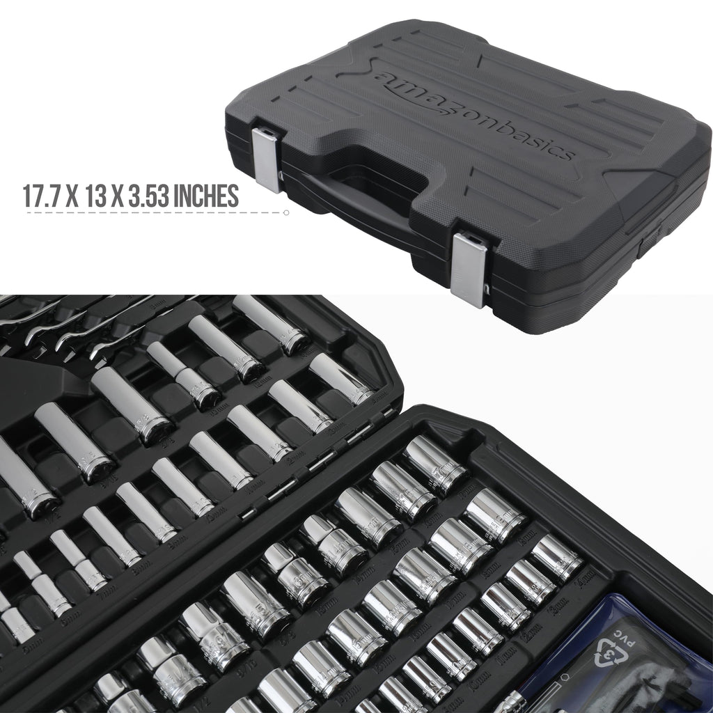 201-Piece Mechanic's Socket Tool Set with Case, SAE and Metric, Chrome-Vanadium Steel Q31027