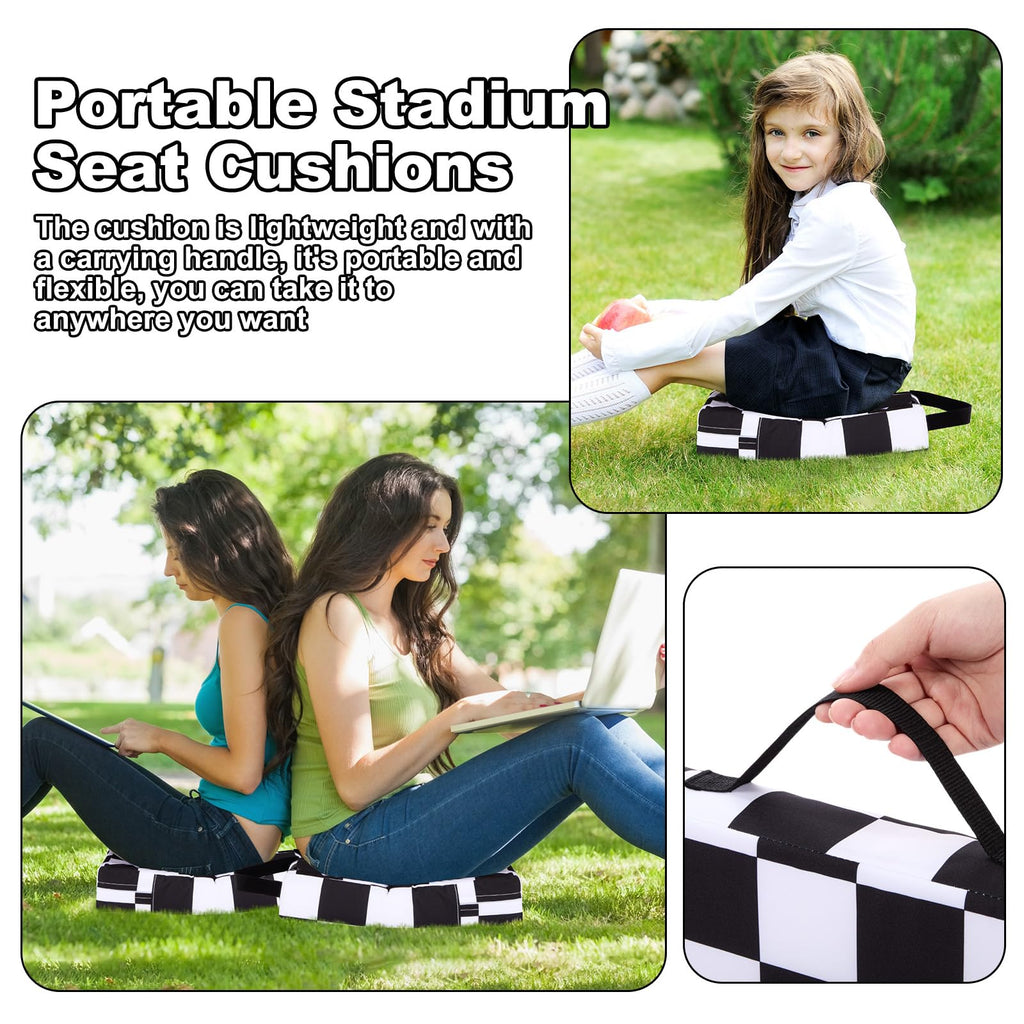 2 Pcs Extra Thick Portable Water-Repellent Stadium Seat Cushions with Handle I647120