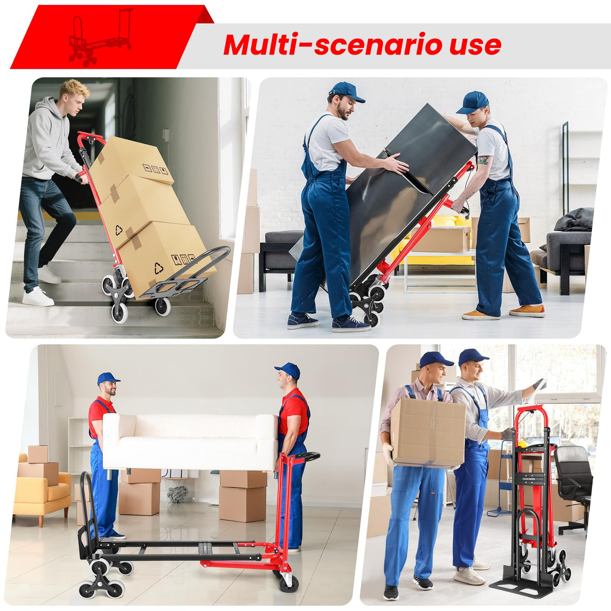 Heavy Duty 1000LBS 3 in 1 Convertible Folding Hand Truck Dolly Cart with Solid Wheels Q246