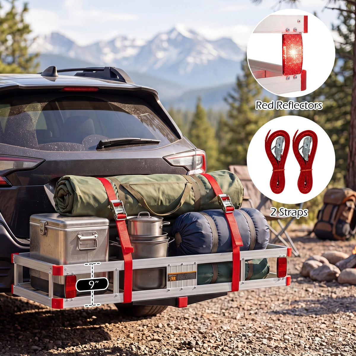 Aluminum Hitch Mount Cargo Carrier with 500LBS Capacity Z168005