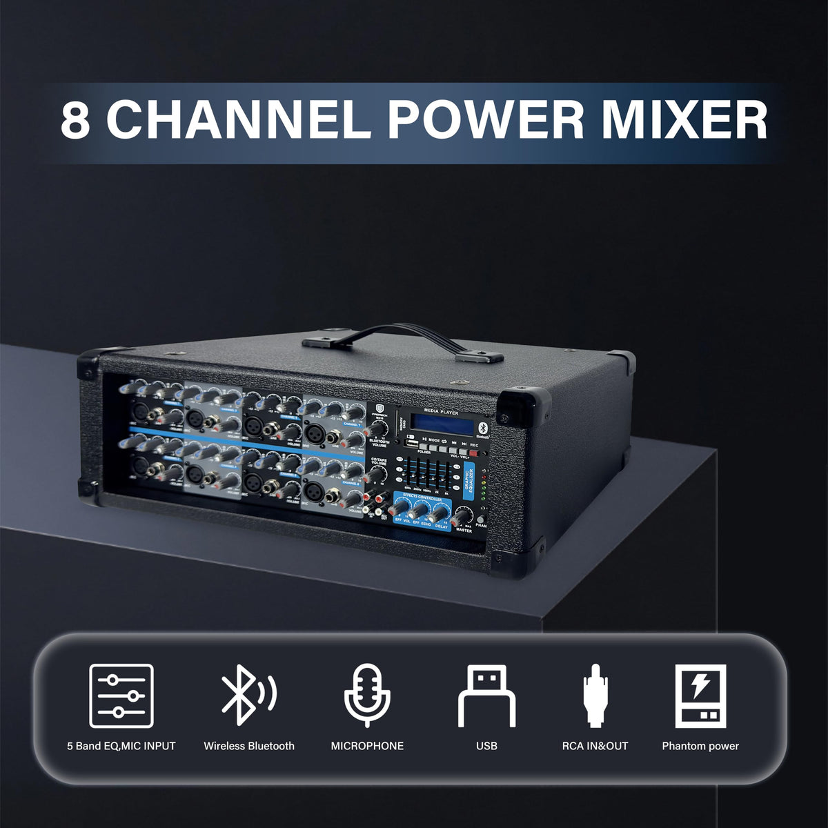 2400W Bluetooth PA Speaker System with Powered Mixer and Passive Speakers J8613