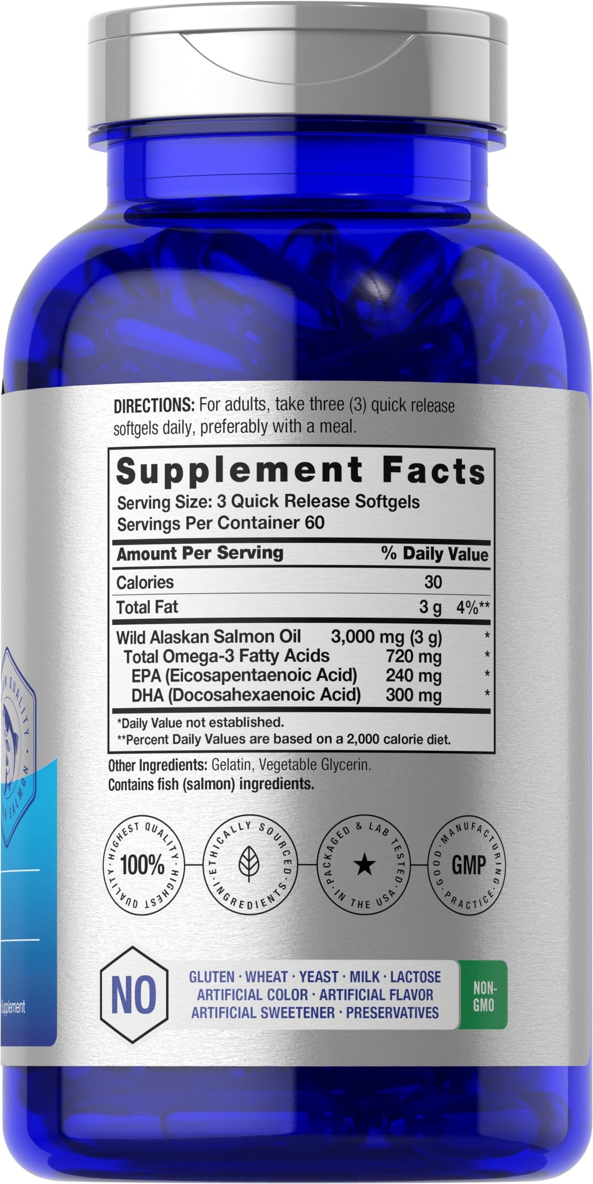 Wild Alaskan Salmon Fish Oil 3000mg 180 Softgel Capsules Z22876