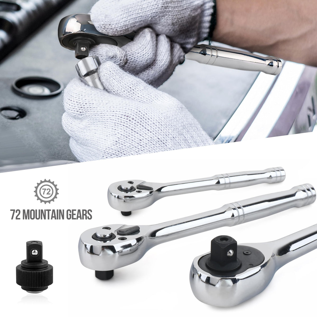 201-Piece Mechanic's Socket Tool Set with Case, SAE and Metric, Chrome-Vanadium Steel Q31027