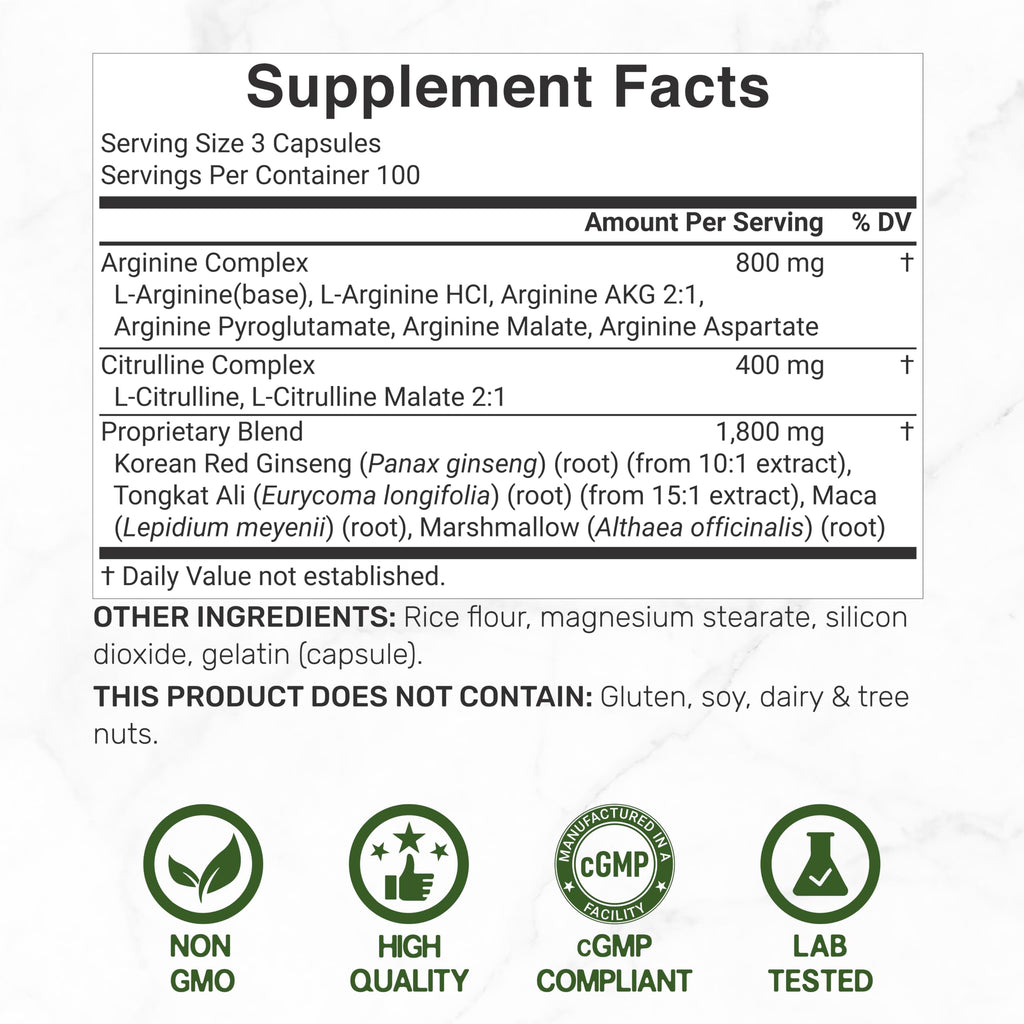 3,000mg 300 Capsules Nitric Oxide Supplement G37156