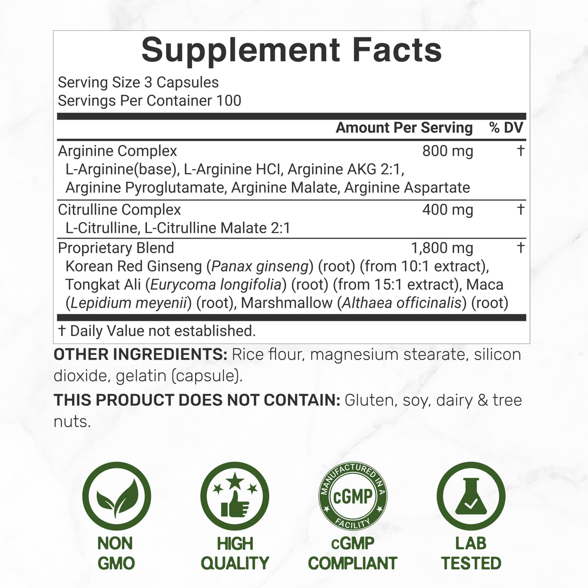 3,000mg 300 Capsules Nitric Oxide Supplement G37156