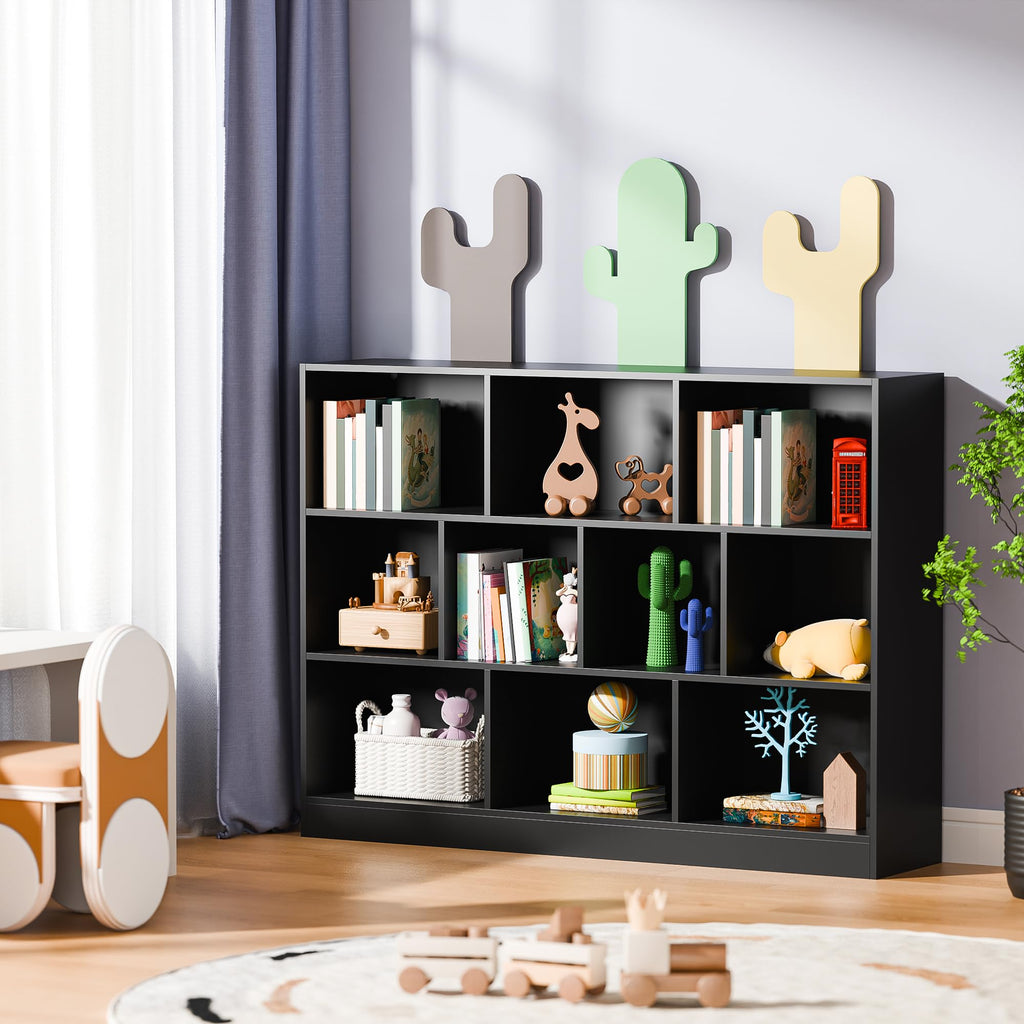 Black 3-Tier 10 Cube Storage Organizer Bookshelf R26779