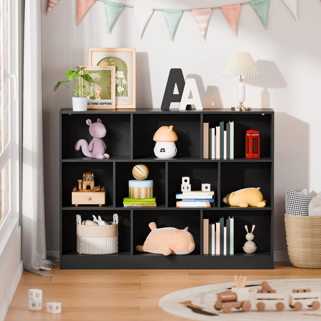 Black 3-Tier 10 Cube Storage Organizer Bookshelf R26779