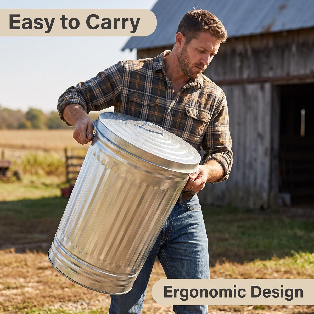 31 Gallon Galvanized Steel Trash Can with Locking Lid B8712