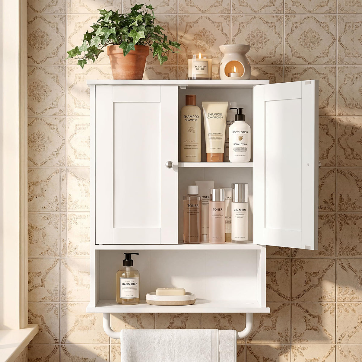 Wall Mounted Cabinet with 2 Doors and Adjustable Shelves L26515