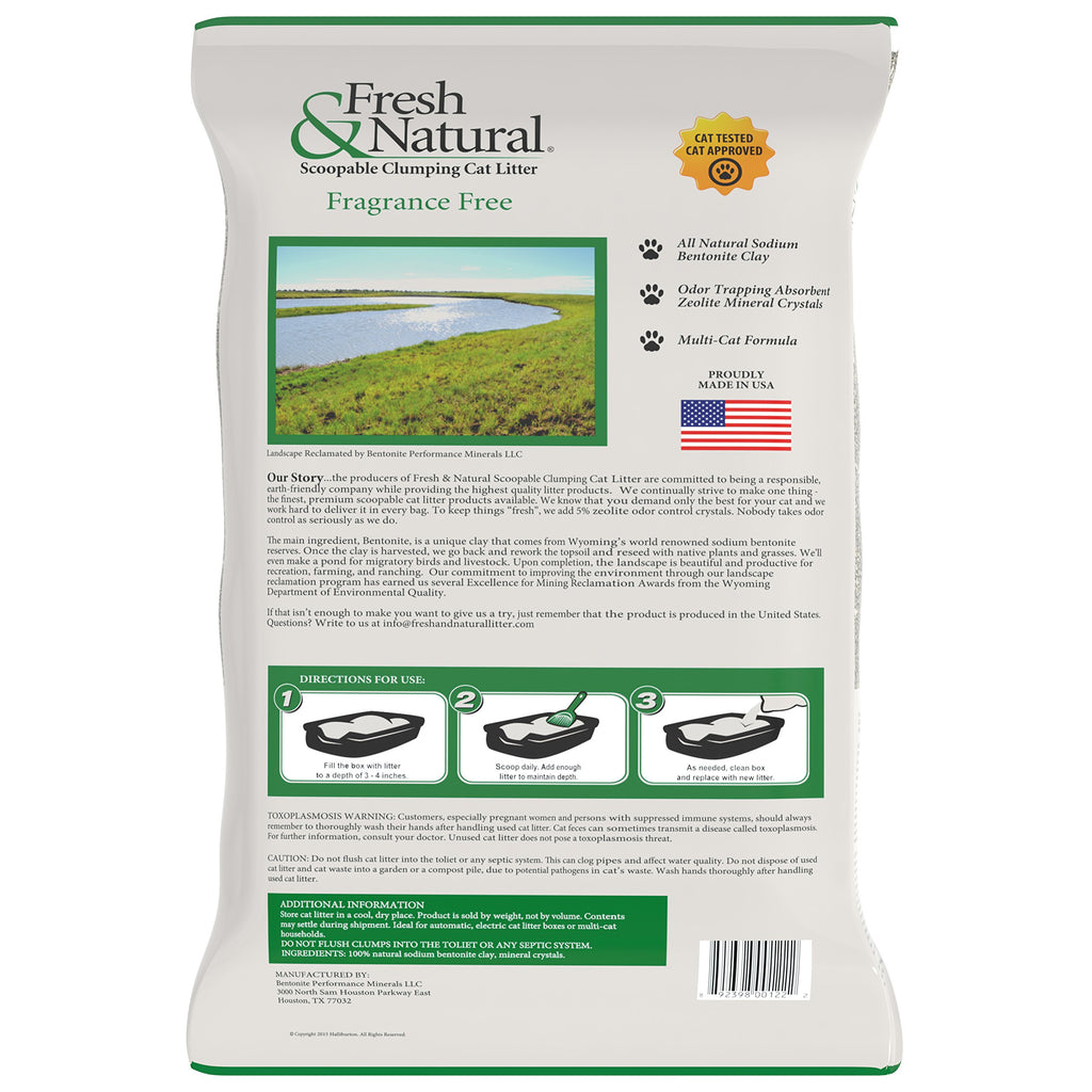Scoopable Clay Cat Litter, 20-Pound, Fragrance Free D2766