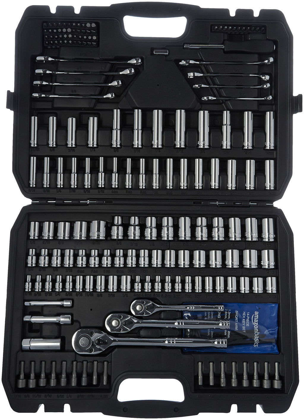 201-Piece Mechanic's Socket Tool Set with Case, SAE and Metric, Chrome-Vanadium Steel Q31027