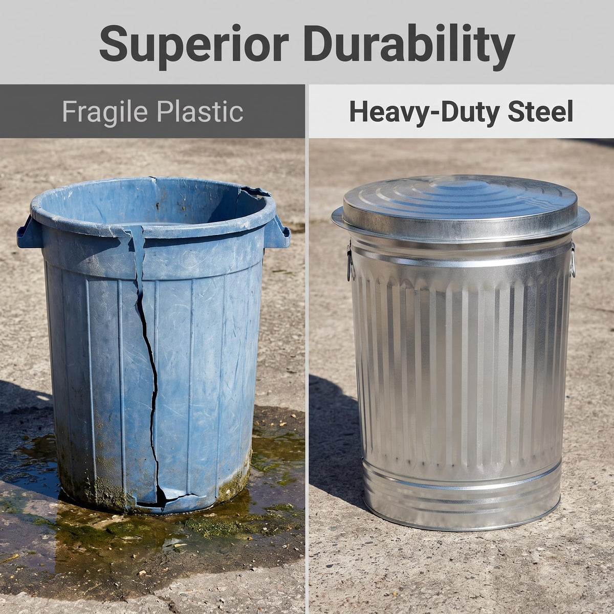 31 Gallon Galvanized Steel Trash Can with Locking Lid B8712