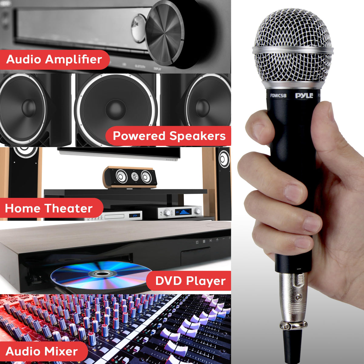 4-Pack Unidirectional Handheld Dynamic Microphone with XLR Cable B3027