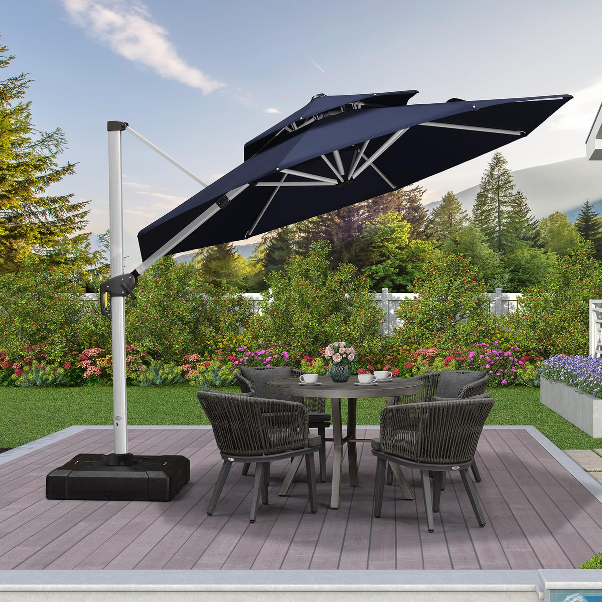 10 FT Navy Blue Cantilever Patio Umbrella U377