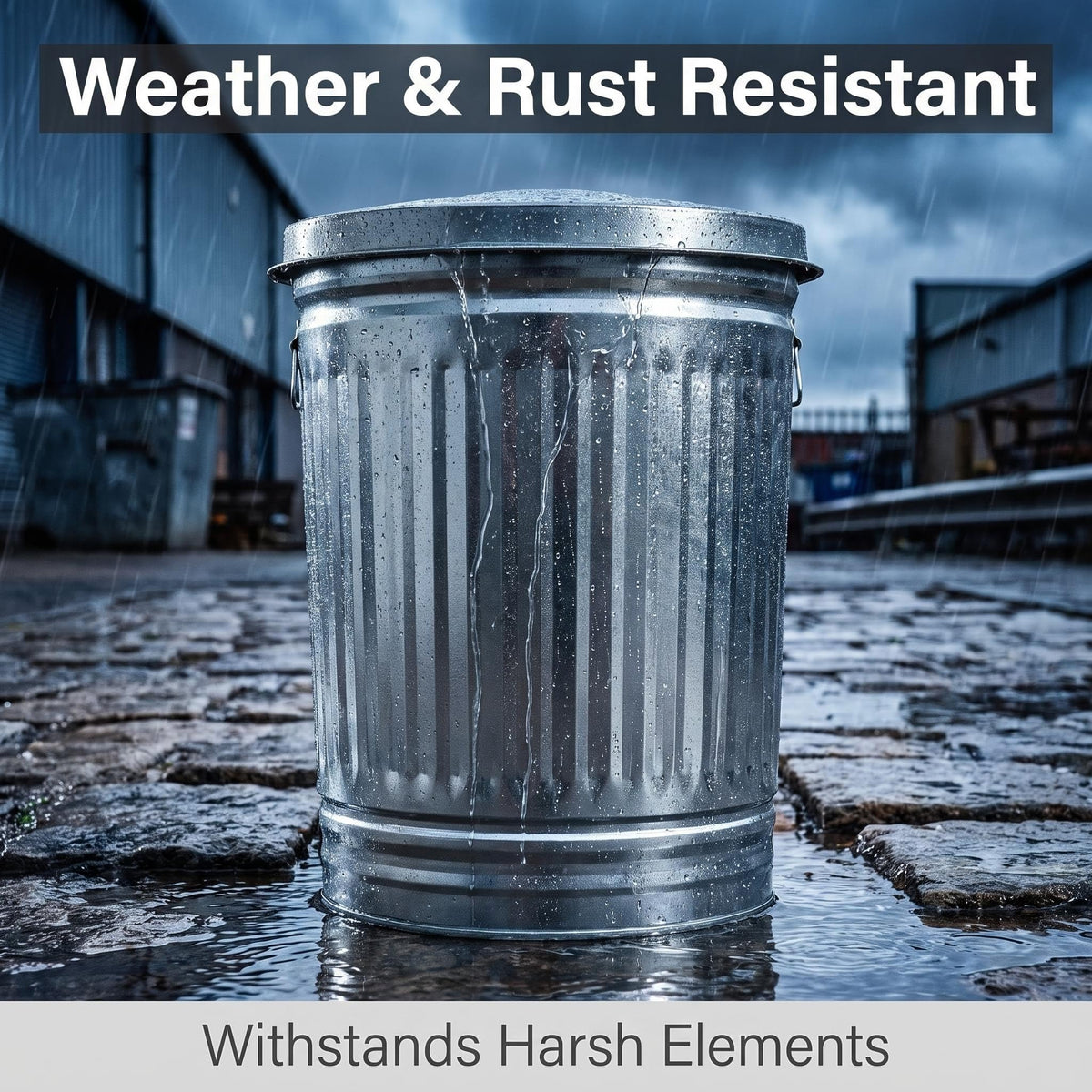 31 Gallon Galvanized Steel Trash Can with Locking Lid B8712