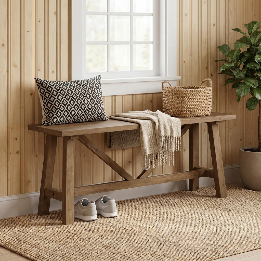 43" Solid Wood Bench V980