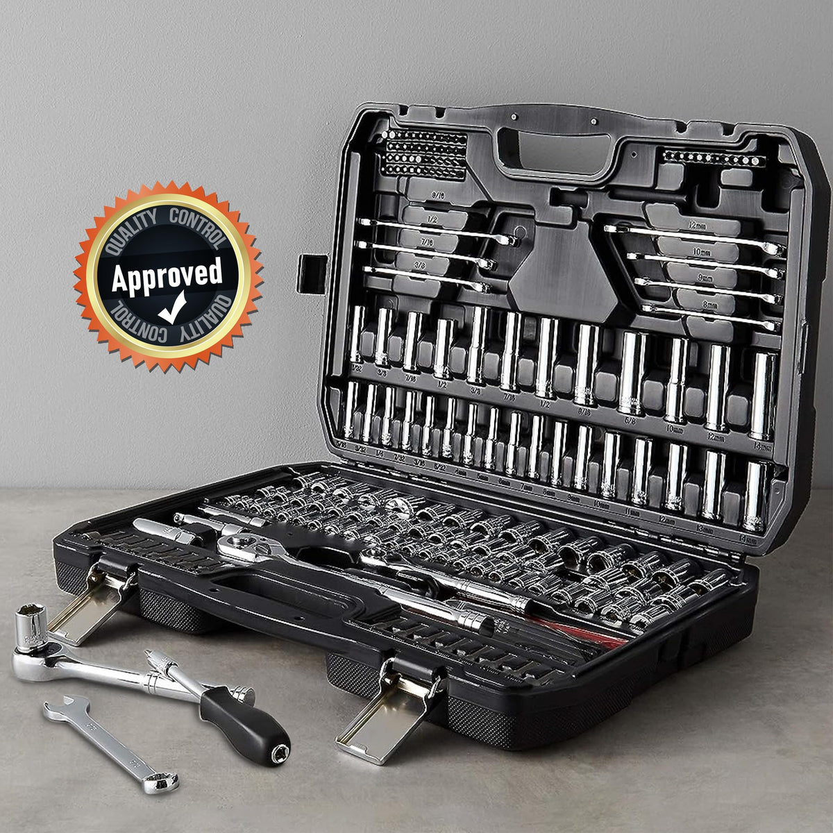 201-Piece Mechanic's Socket Tool Set with Case, SAE and Metric, Chrome-Vanadium Steel Q31027