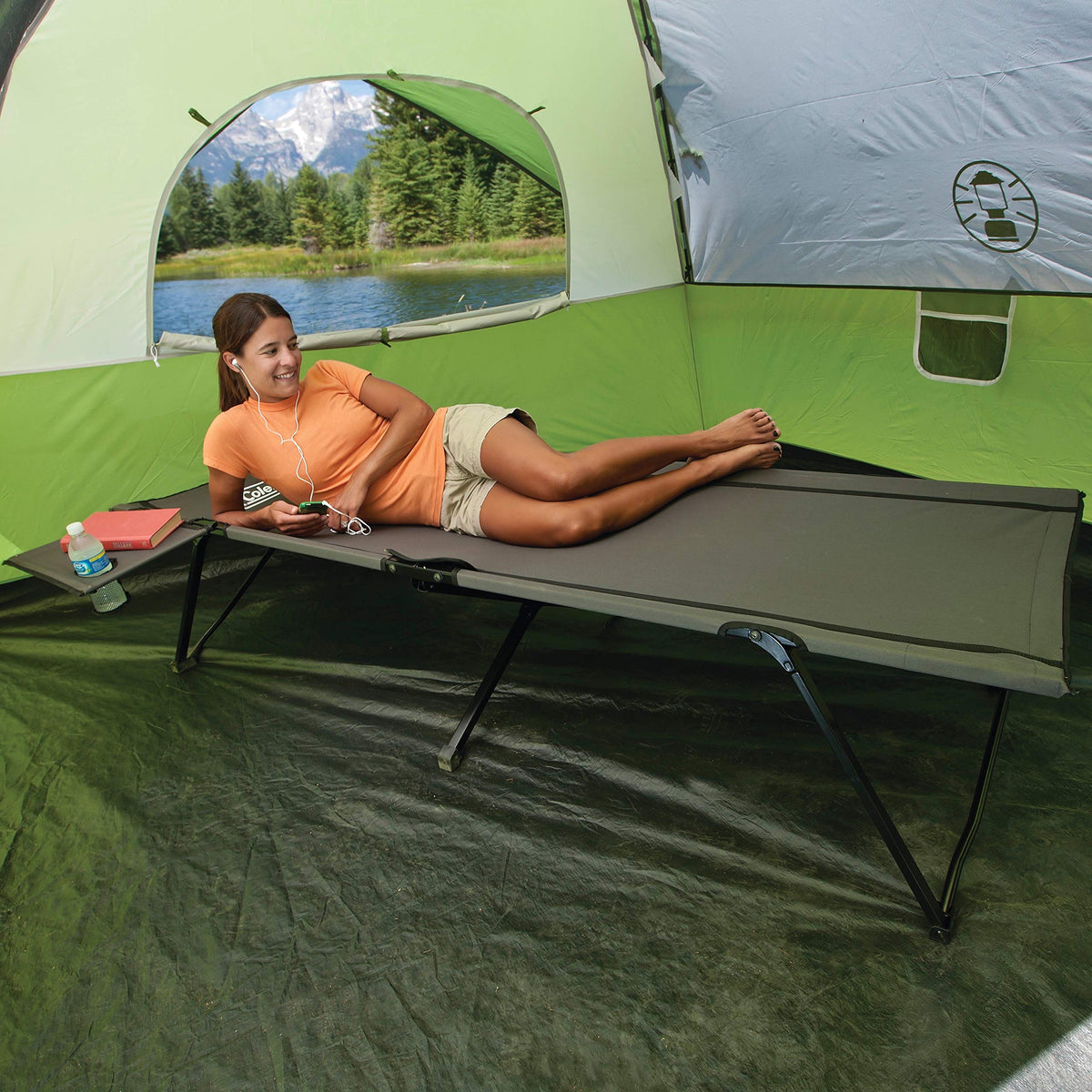 Camping Cot with Removable Side Table and Carry Bag Z6487