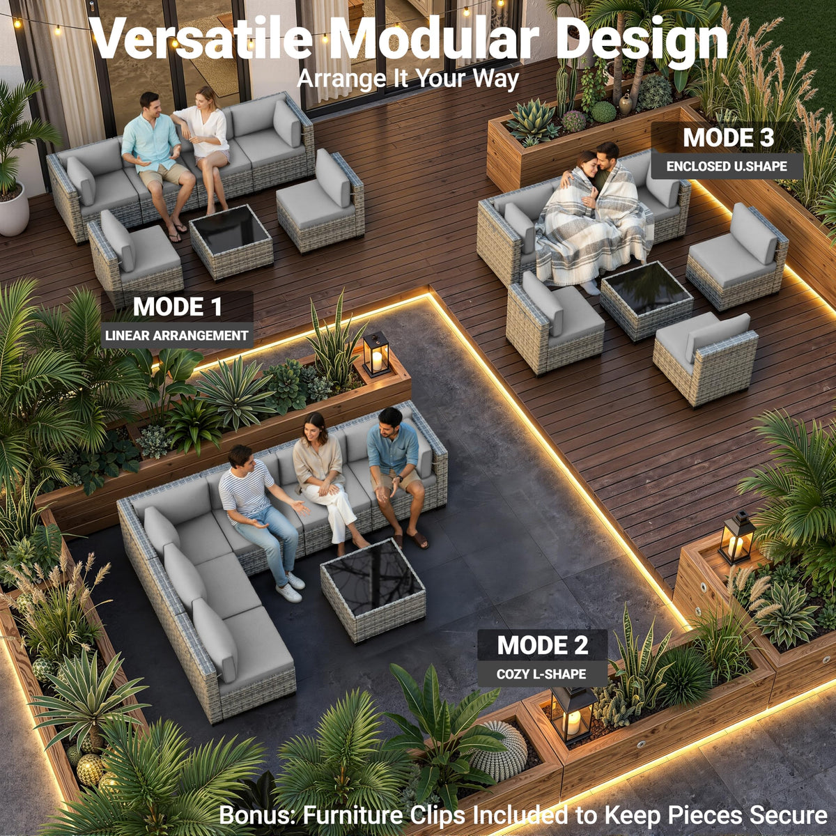 PE Wicker Modular Patio Sofa Set K968965